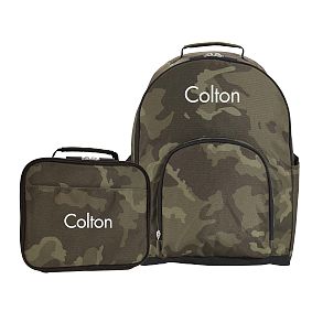 Gear-Up Green Camo Backpack &amp; Cold Pack Lunch Box Bundle, Set of 2