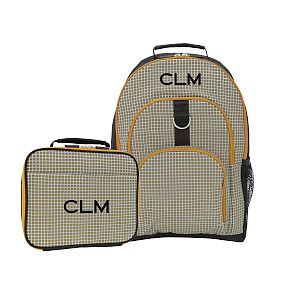 Gear-Up Reflective Grid Green Backpack &amp; Cold Pack Lunch Box Bundle