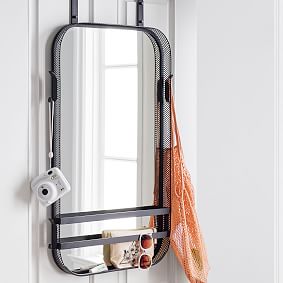 Metal Grid Functional Over-the-Door Mirror