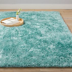 Shimmer Shag Performance Rug - Pale Seafoam