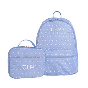 Colby Roller Rabbit Blue Hearts Backpack &amp; Cold Pack Lunch Box Bundle
