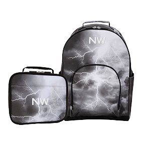 Gear-Up Storm Black &amp; White Backpack &amp; Cold Pack Lunch Box Bundle
