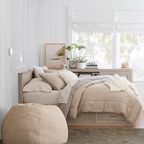 Large Sherpa Light Khaki Bean Bag Chair