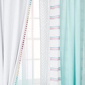 Rainbow Ombre Pom Pom Blackout Curtain