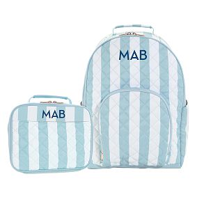Gear-Up Quilted Cabana Stripe Backpack &amp; Cold Pack Lunch Box Bundle