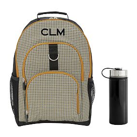 Gear-Up Reflective Grid Green Backpack &amp; Water Bottle Bundle