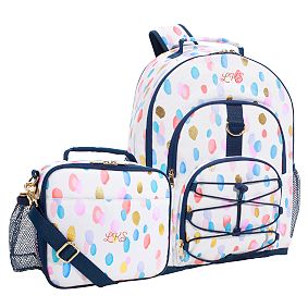 Metallic Multi Rainbow Drops Backpack &amp; Cold Pack Lunch Bundle