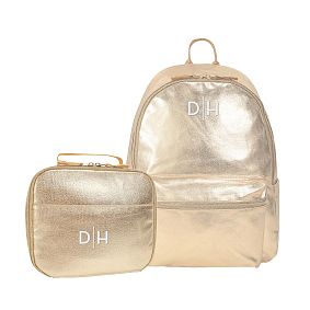 Colby Metallic Gold Backpack &amp; Cold Pack Lunch Box Bundle, Set of 2