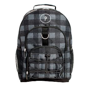 Gear-Up Charcoal Buffalo Plaid Recycled Backpack