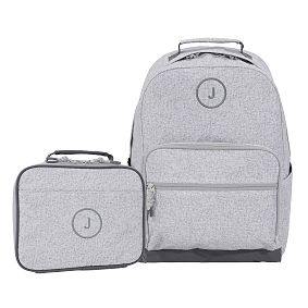 Gear-Up Heathered Gray Backpack &amp; Cold Pack Lunch Box Bundle