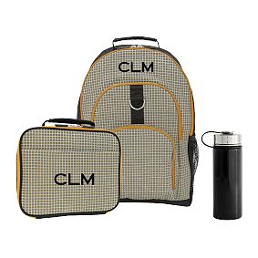 Gear-Up Reflective Grid Green Backpack &amp; Cold Pack Lunch Bundle, Set of 3