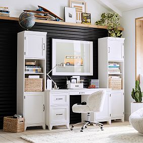 Hampton Smart Storage Desk &amp; Bookcase with Cabinet Set (93")
