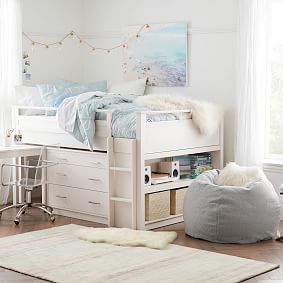 Large Chunky Bouclé Mist Grey Bean Bag Chair