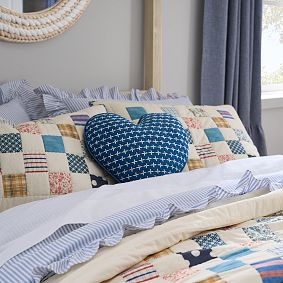 Denim Stitch Heart Pillow