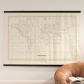 World Map Framed Tapestry (67"x48")