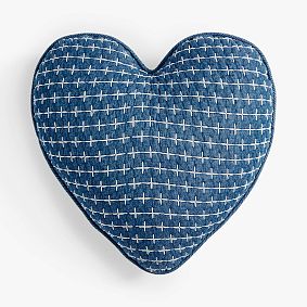Denim Stitch Heart Pillow