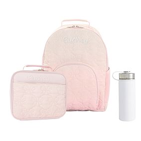 Gear-Up Bow Quilted Ombre Backpack &amp; Cold Pack Lunch Bundle, Set of 3