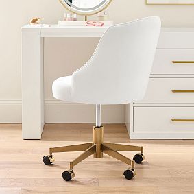 Performance Plush Chenille Ivory Hadley Swivel Desk Chair