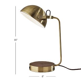 Brooks Wireless Charging Desk Lamp with USB (18")