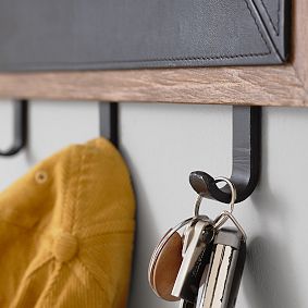 Magnetic Leather Mirror with Hooks