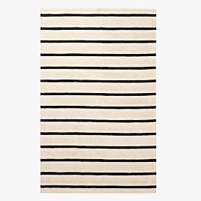 Textured Stripe Wool Rug - Red