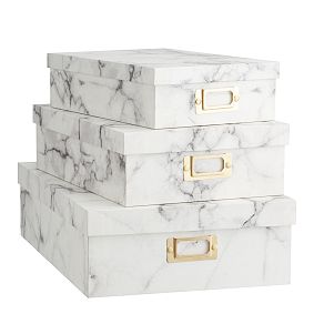 Stacking Paper Storage Boxes, Set of 3