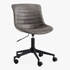 Textured Faux Suede Charcoal Aiden Swivel Desk Chair