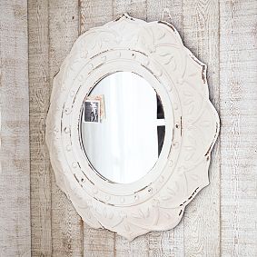 Antique White Framed Mirror