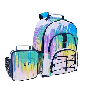 Gear-Up Drip Painting Rainbow Glow-in-the-Dark  Backpack &amp; Classic Lunch Box Bundle