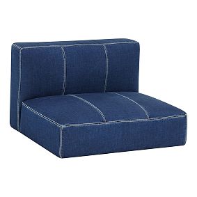 Round Cushy Armless, Enzyme Washed Denim