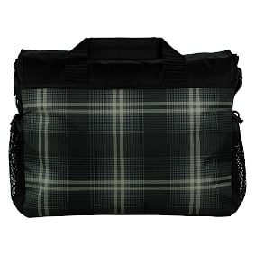 Gear-Up Black Plaid Messenger Bag