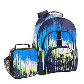 Gear-Up Drip Painting Blue Glow-in-the-Dark  Backpack &amp; Classic Lunch Box Bundle