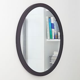 Wood Framed Round Mirror