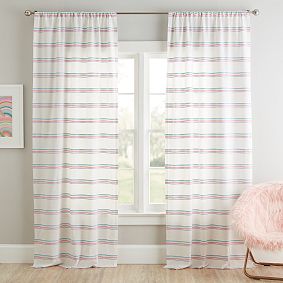 Rainbow Stripe Sheer Curtain Set