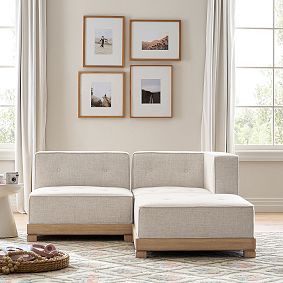 Cushy Piped Trim Sectional Set (64")