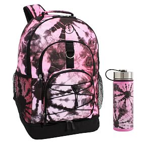 Santa Cruz Tie-Dye Pink/Black Backpack &amp; Slim Water Bottle Bundle