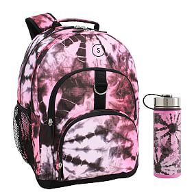 Santa Cruz Tie-Dye Pink/Black Backpack &amp; Slim Water Bottle Bundle