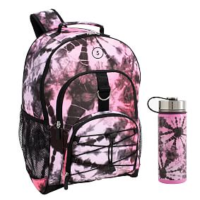 Santa Cruz Tie-Dye Pink/Black Backpack &amp; Slim Water Bottle Bundle