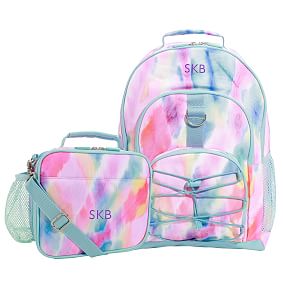 Watercolour Rainbow Tie-Dye Backpack &amp; Cold Pack Lunch Bundle