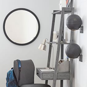 Wood Framed Round Mirror