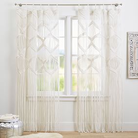 Boho Macramé Curtain - White