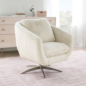 Faux Fur Ivory Glam Lounge Chair
