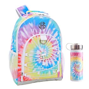 Rainbow Tie Dye Backpack &amp; Slim Water Bottle Bundle