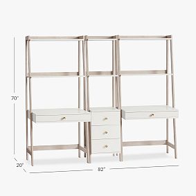 Highland Double Wall Desk &amp; Narrow Bookcase Set (82")
