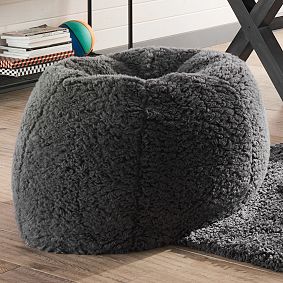 Large Jumbo Sherpa Warm Charcoal Bean Bag Chair