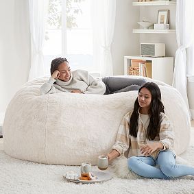 Polar Bear Ivory Oversized Bean Bag Chair Slipcover Only