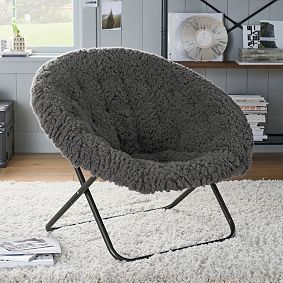 Jumbo Sherpa Warm Charcoal Hang-A-Round Chair