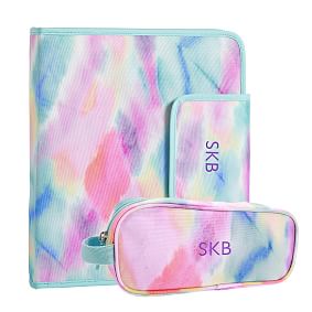 Watercolour Rainbow Tie-Dye Homework Holder &amp; Pencil Case