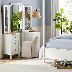 Kennedy Pleated Swivel Vanity Stool