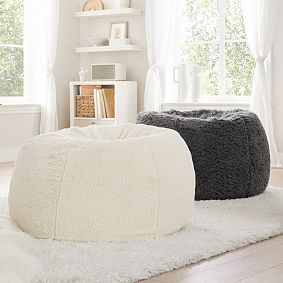 Sherpa Ivory Bean Bag Chair Slipcover Only